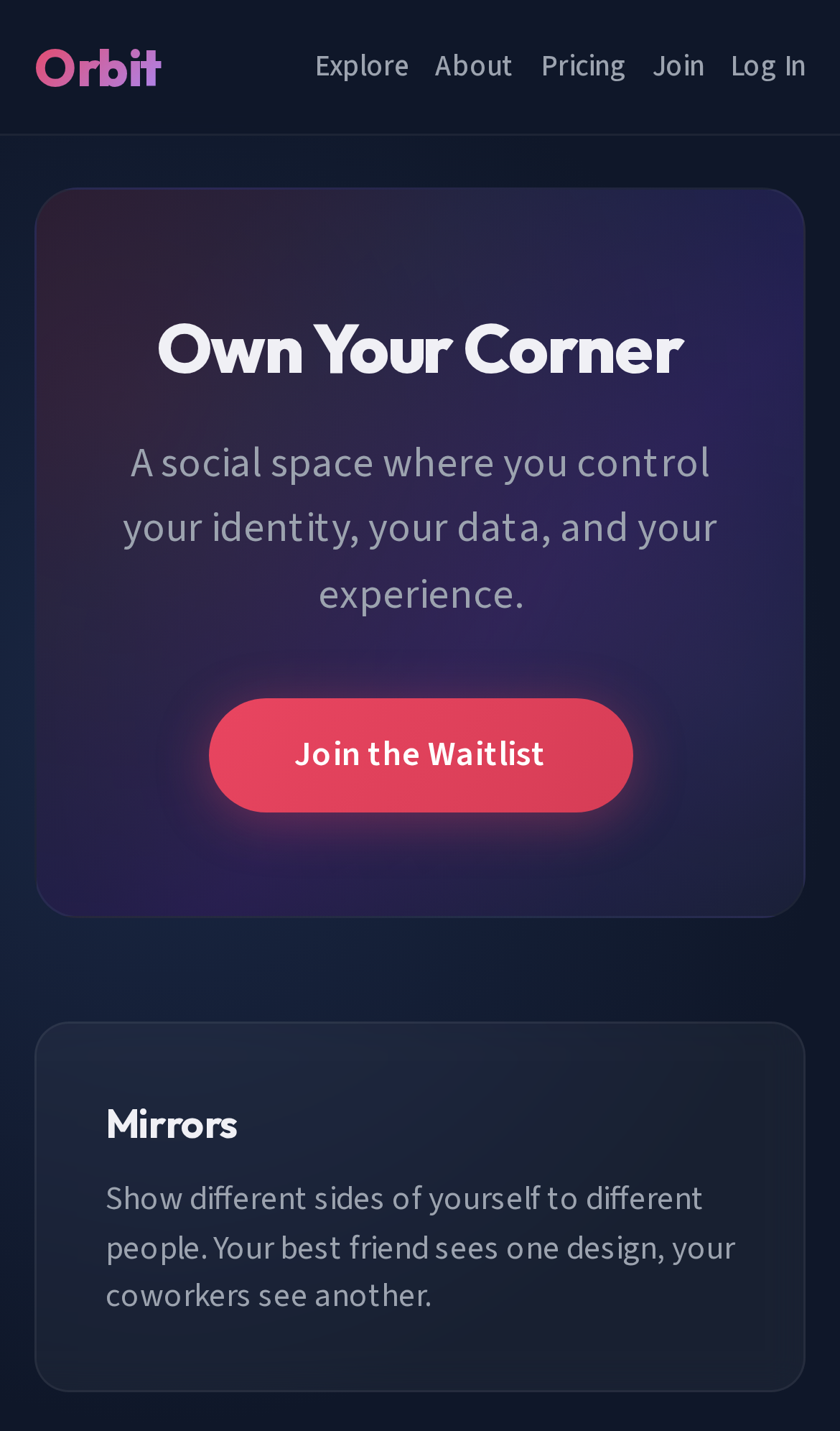Orbit Demo mobile feature