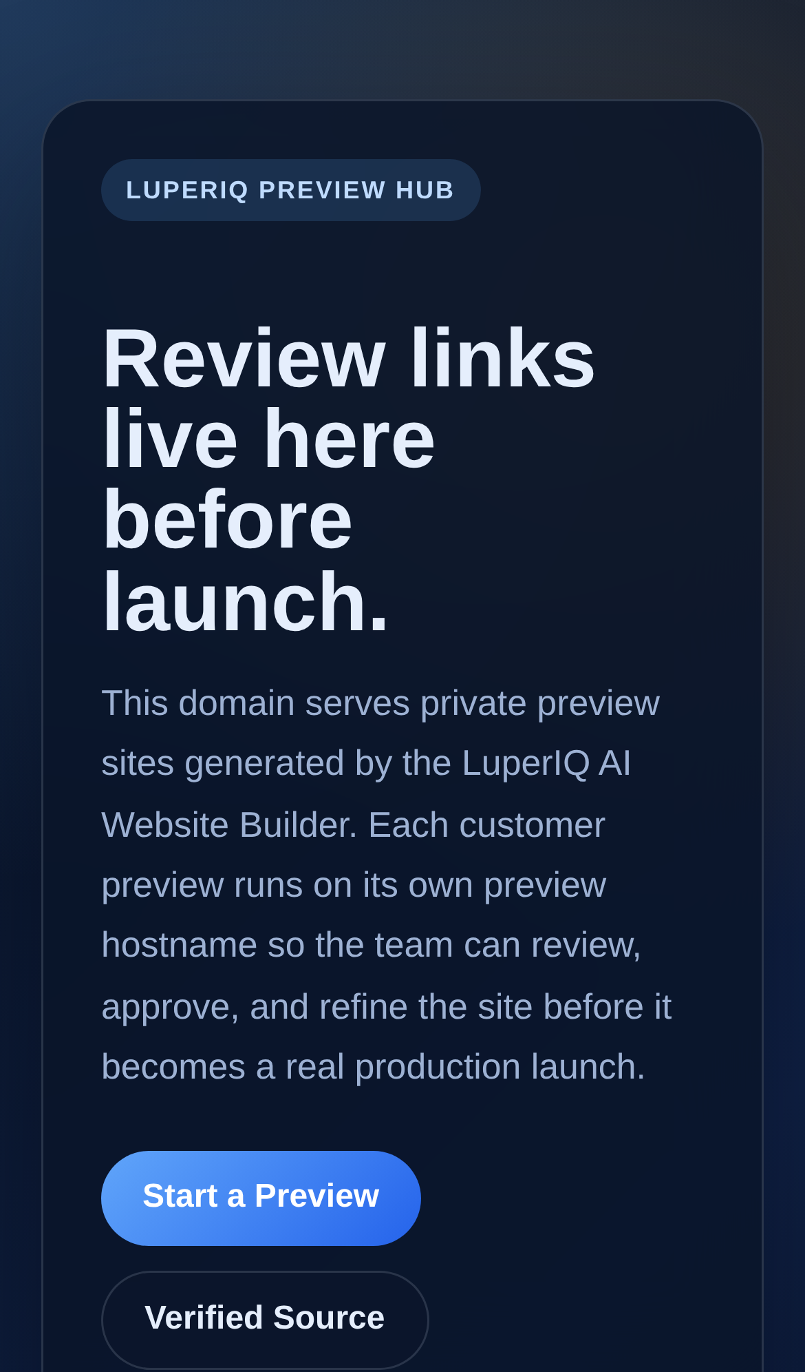 Preview Hub mobile feature